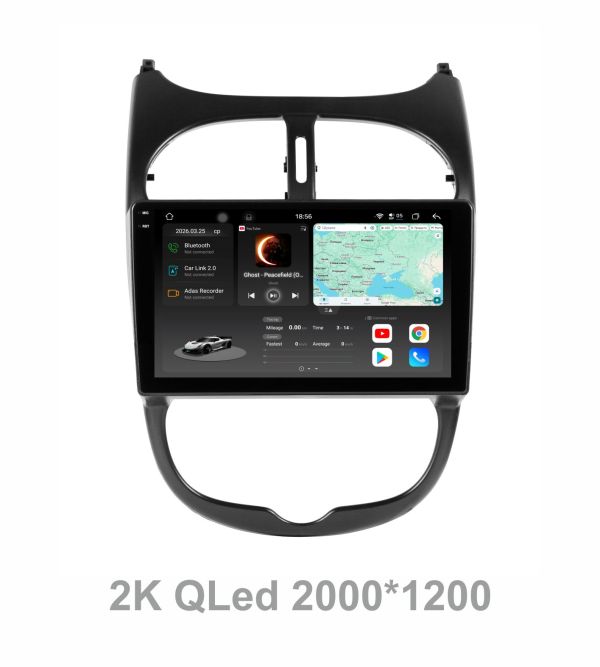 Штатна магнітола Soundbox S8 PRO 2K-8114  для Peugeot 206 1998-2016  ADAS , CarPlay , 4G , DSP-DTS 5.1 , круговий огляд 360°