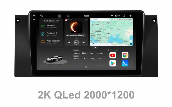 Штатна магнітола Soundbox S8 PRO 2K-8632  8+256GB для BMW X5 E53/ 5 series E39  ADAS , CarPlay , 4G , DSP-DTS 5.1 , круговий огляд 360°
