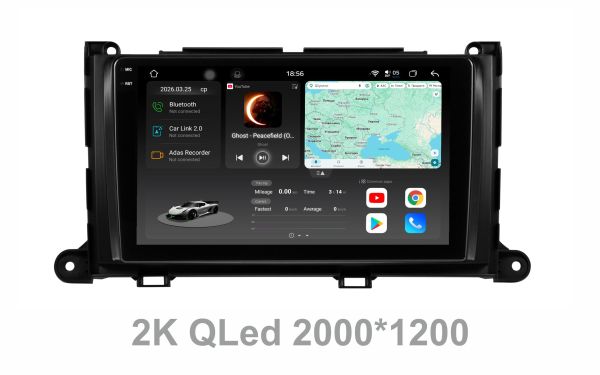 Штатна магнітола Soundbox S8 PRO 2K-3026   8+256GB  для Toyota Sienna 2010-2014    ADAS , CarPlay , 4G , DSP-DTS 5.1 , круговий огляд 360°
