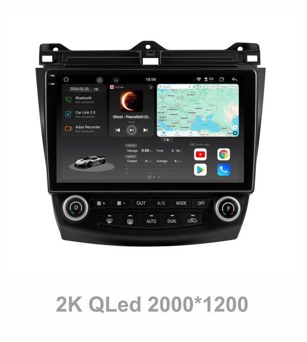 Штатна магнітола Soundbox S8 PRO 2K-2215  для  Honda Accord 7 2002-2007   8+256GB , ADAS , CarPlay , 4G , DSP-DTS 5.1 , круговий огляд 360°