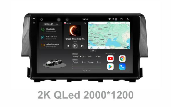 Штатна магнітола Soundbox S8 PRO 2K-2987  для   Honda Civic 2016-2021  ADAS , CarPlay , 4G , DSP-DTS 5.1 , круговий огляд 360°