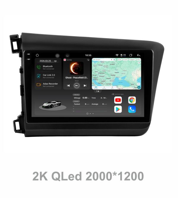 Штатна магнітола Soundbox S8 PRO 2K-2268 для Honda Civic 2012-2015  ADAS , CarPlay , 4G , DSP-DTS 5.1 , круговий огляд 360°