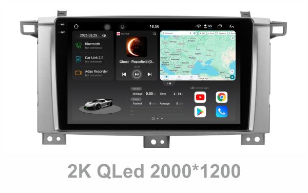 Штатна магнітола Soundbox S8 PRO 2K-9422   для  Toyota LC100 2003-2008  ADAS , CarPlay , 4G , DSP-DTS 5.1 , круговий огляд 360°